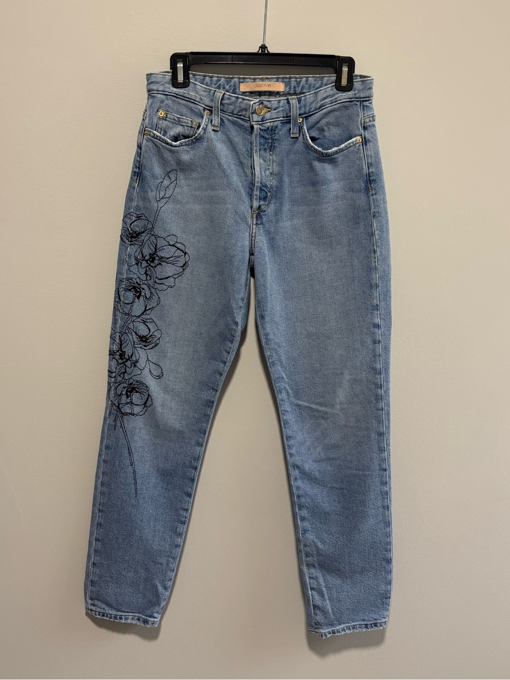 Joe’s Jeans The Smith High Rise Straight Ankle Floral Embroidered Jeans 28